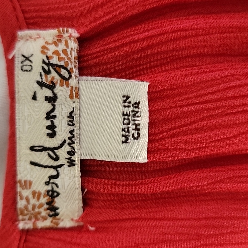 World unity cold shoulder flowing bell sleeve red gauze top plus size 0 - Picture 5 of 10